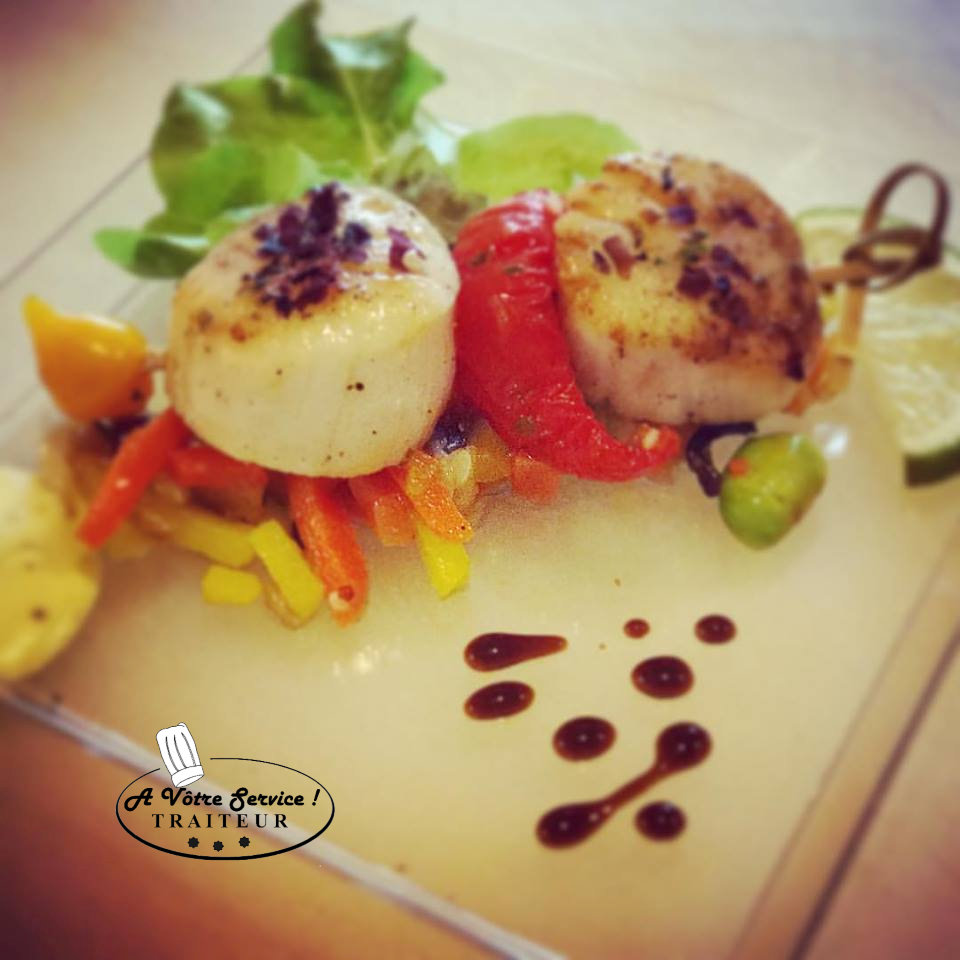 Brochette de st jacques huile de vanille 1